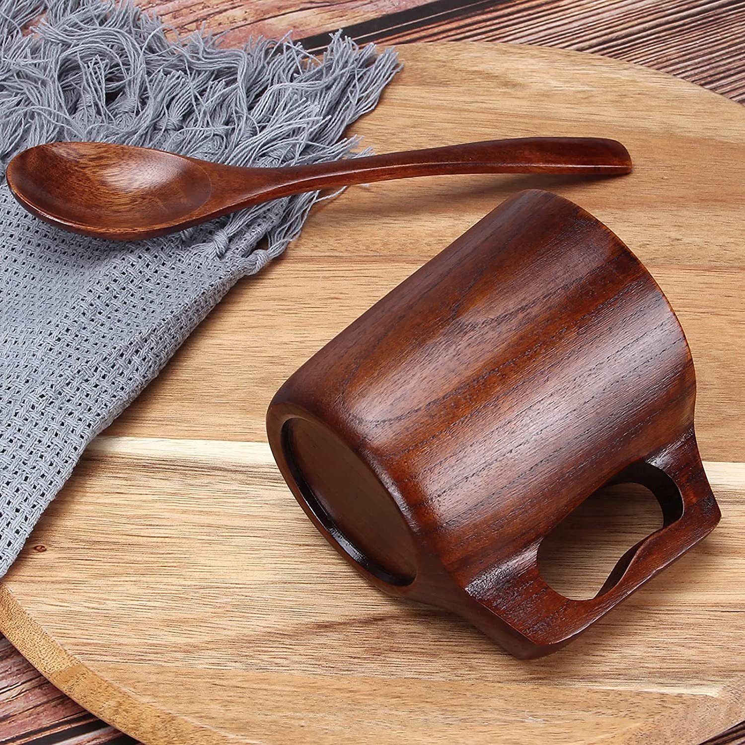 Handmade Wooden Mug for Men Women Coffee Gift Small Wood Cup Tankard Barrel Wooden Beer Outdoor Tea Drinking Cup