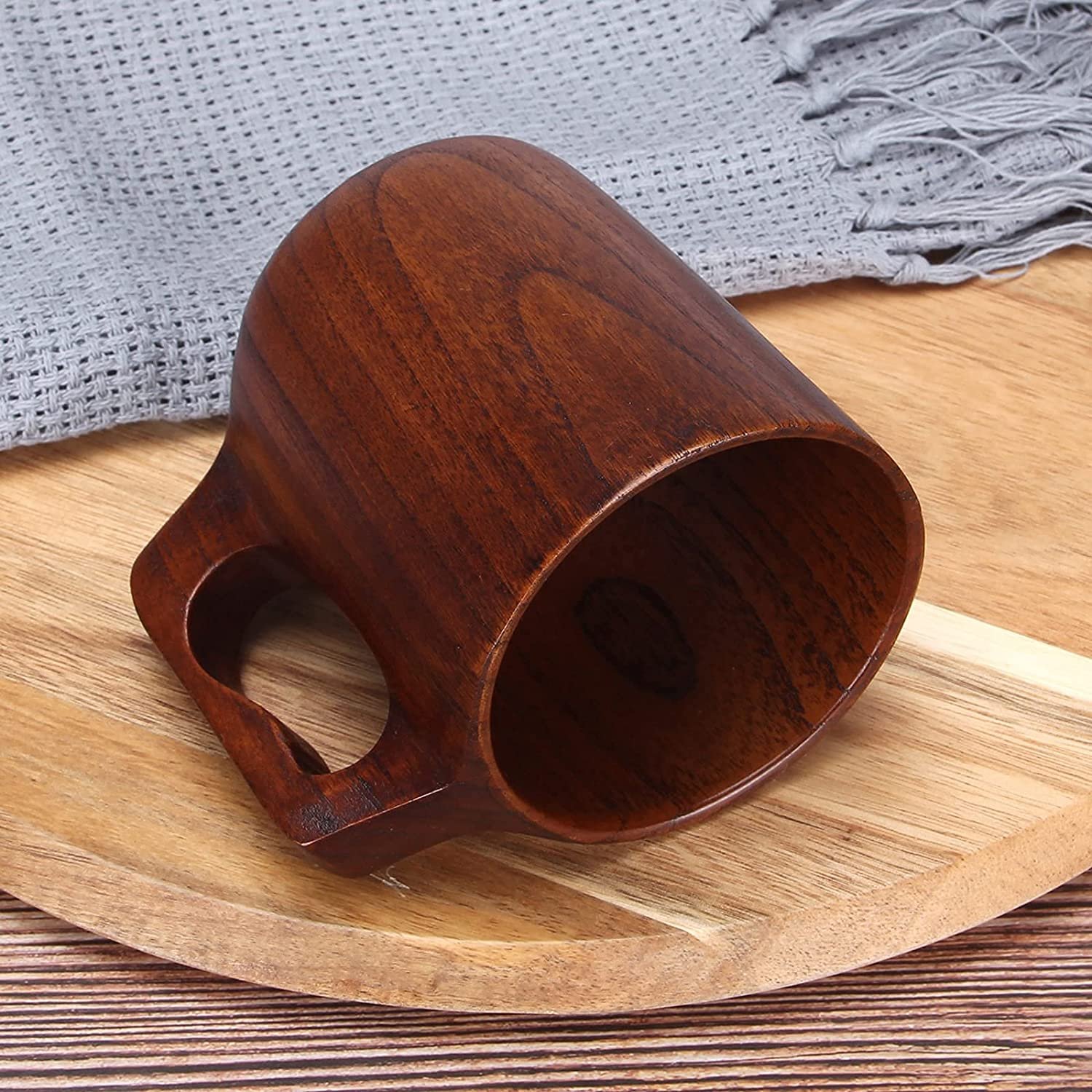 Handmade Wooden Mug for Men Women Coffee Gift Small Wood Cup Tankard Barrel Wooden Beer Outdoor Tea Drinking Cup