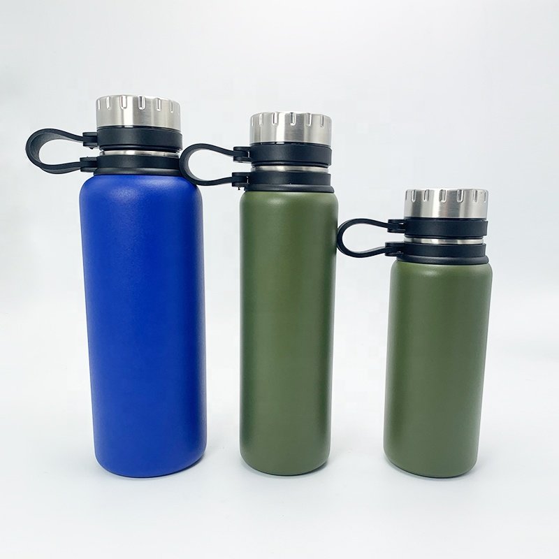 Outdoor BPA free double wall stainless steel personalized custom termo water bottle vacuum insulated flask with stripe