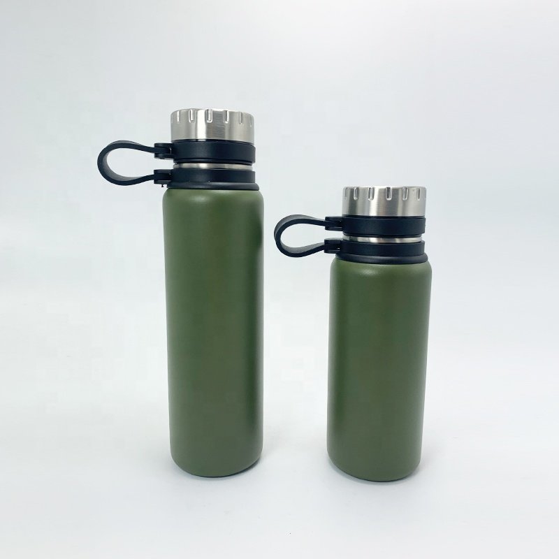 Outdoor BPA free double wall stainless steel personalized custom termo water bottle vacuum insulated flask with stripe