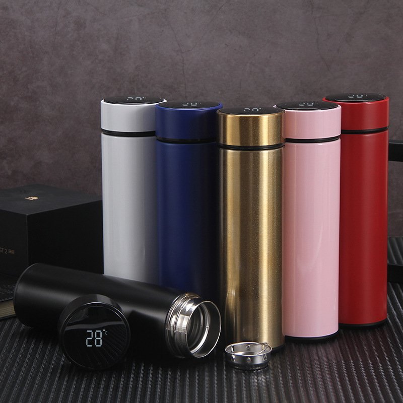 Smart Digital 500ml Vacuum Thermos Flask Led Digital Temperature Display Stainless Steel Cup Water Bottle Customize