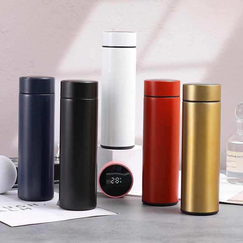 Smart Digital 500ml Vacuum Thermos Flask Led Digital Temperature Display Stainless Steel Cup Water Bottle Customize