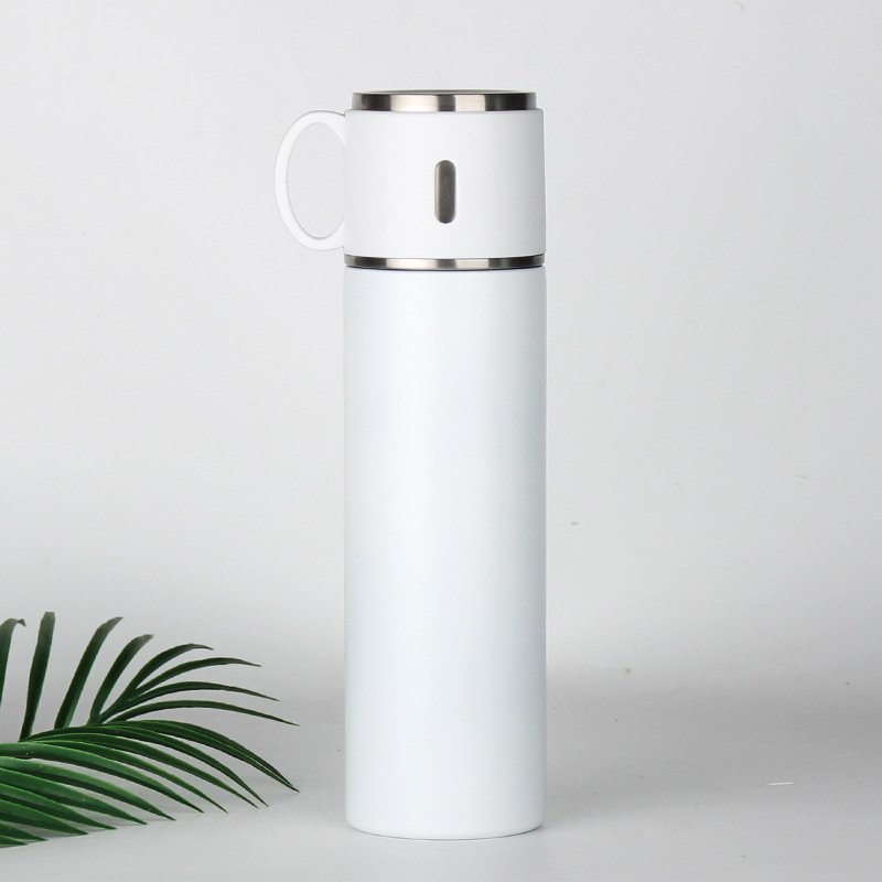 Custom Logo Double Wall Insulated Metal Water Bottle Cups Stainless Steel Thermal Vacuum Flask Gift Set
