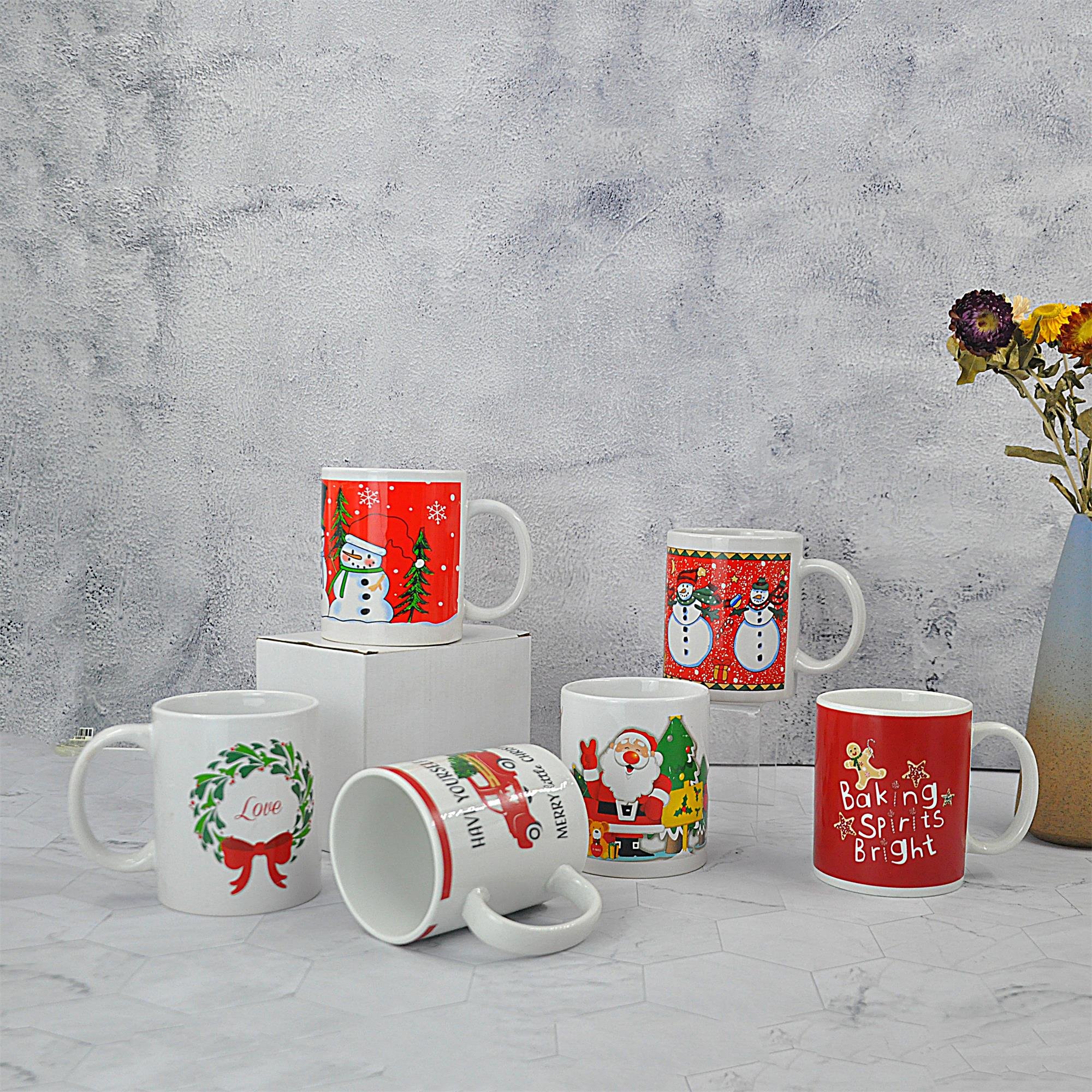 Sample Available Christmas ceramic mug custom logo photo blank sublimation mugs holiday ceramic mugs bulk