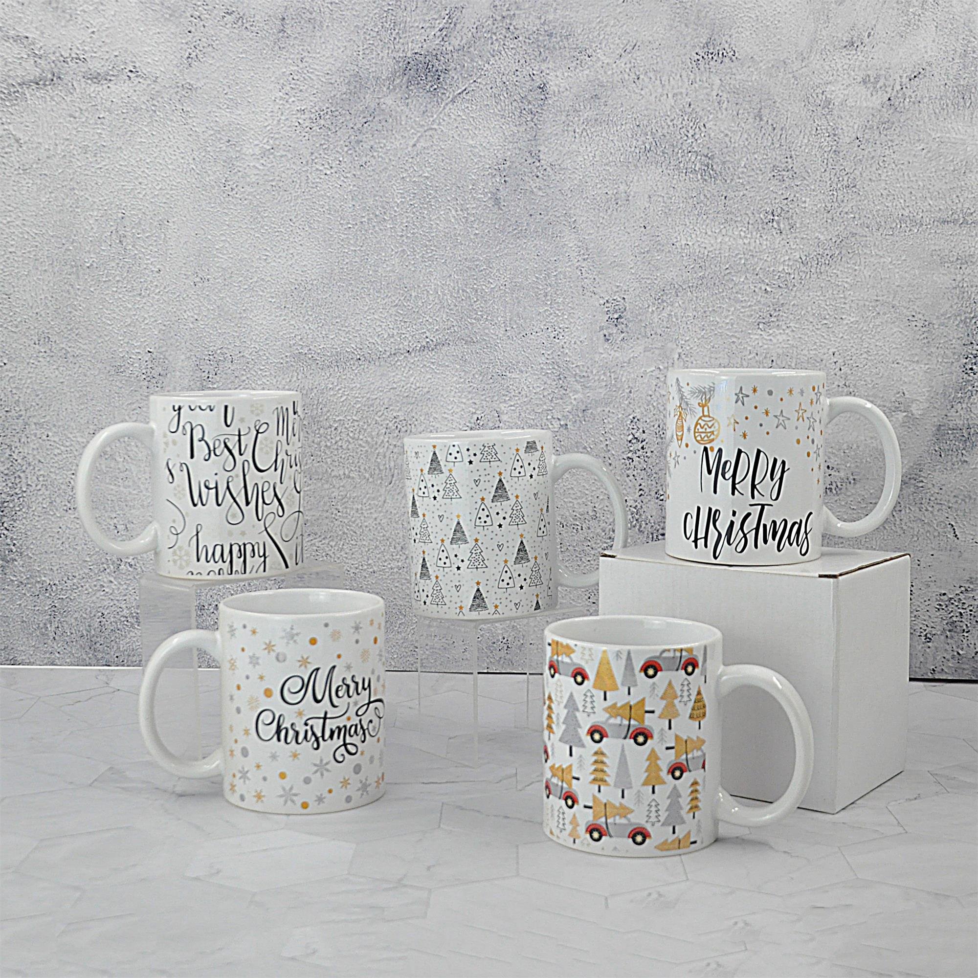 Sample Available Christmas ceramic mug custom logo photo blank sublimation mugs holiday ceramic mugs bulk