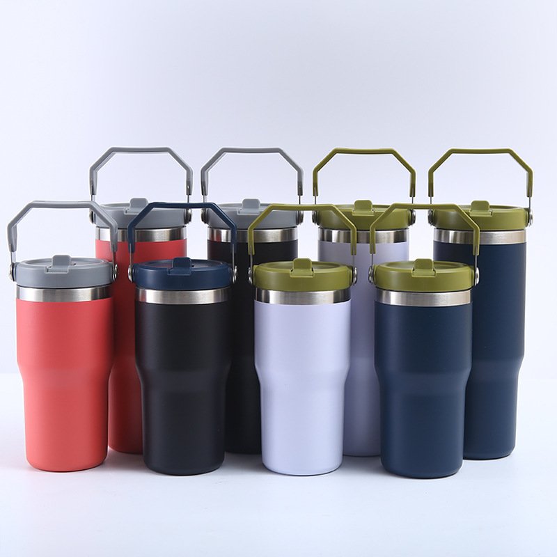20oz 30oz StainlessTravel Tumbler Mug Double Wall Vacuum Insulated Coffee Mug with Straw Lid and Handle Stainless Steel Mugs