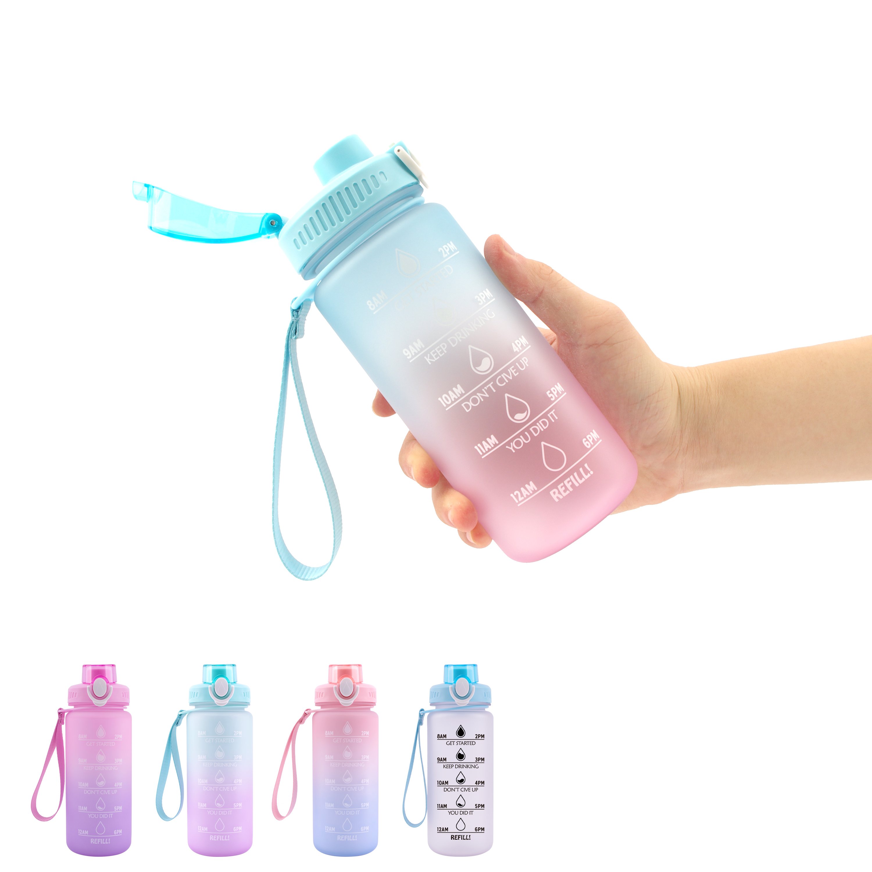 Hot plastic water bottle 500ml, with rope sports cup water cup environmental protection outdoor
