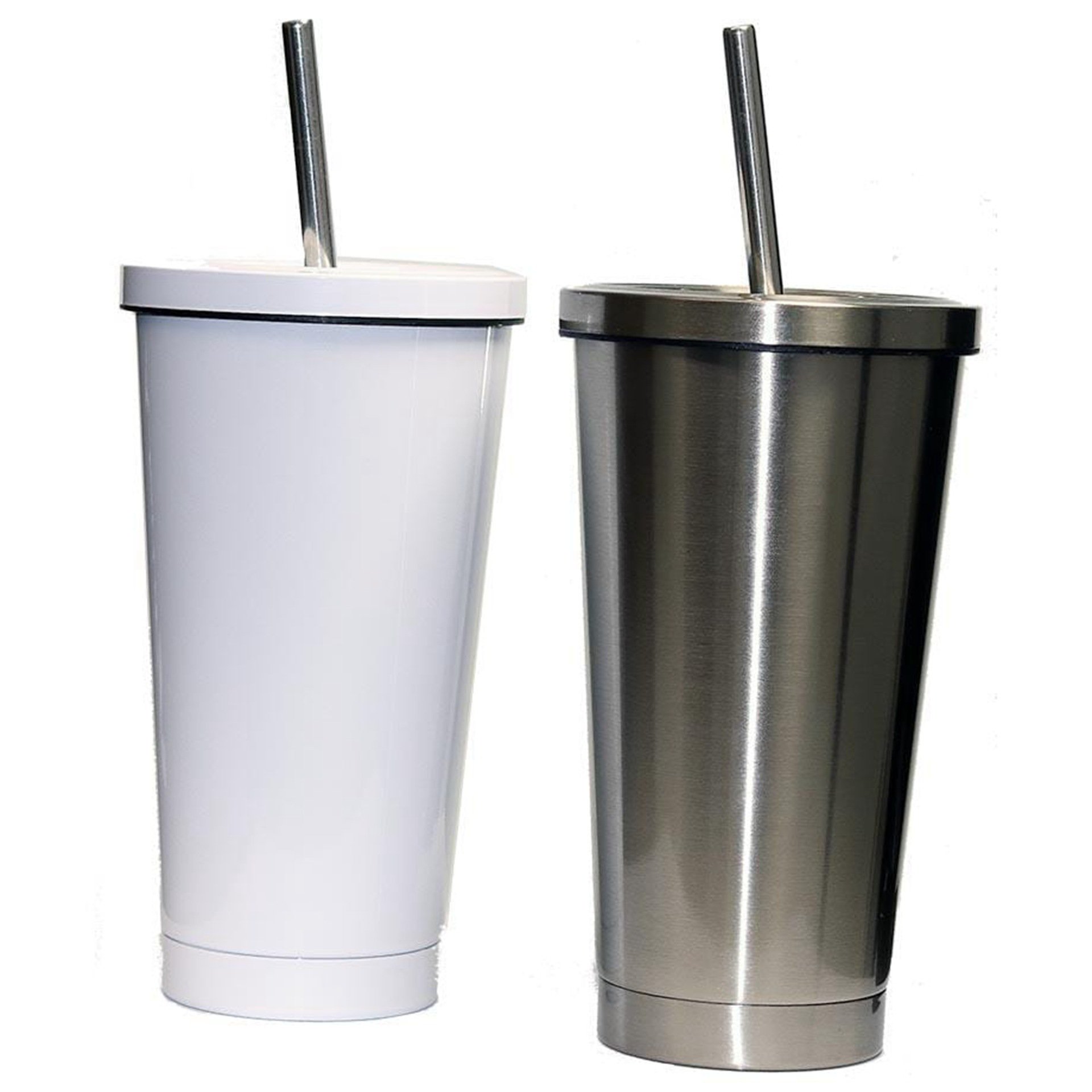 Custom Matte Black Double Wall Coffee Tumbler Cup 500/750ml Stainless Steel Vacuum Insulated Straw Tumbler with Lid & Straw