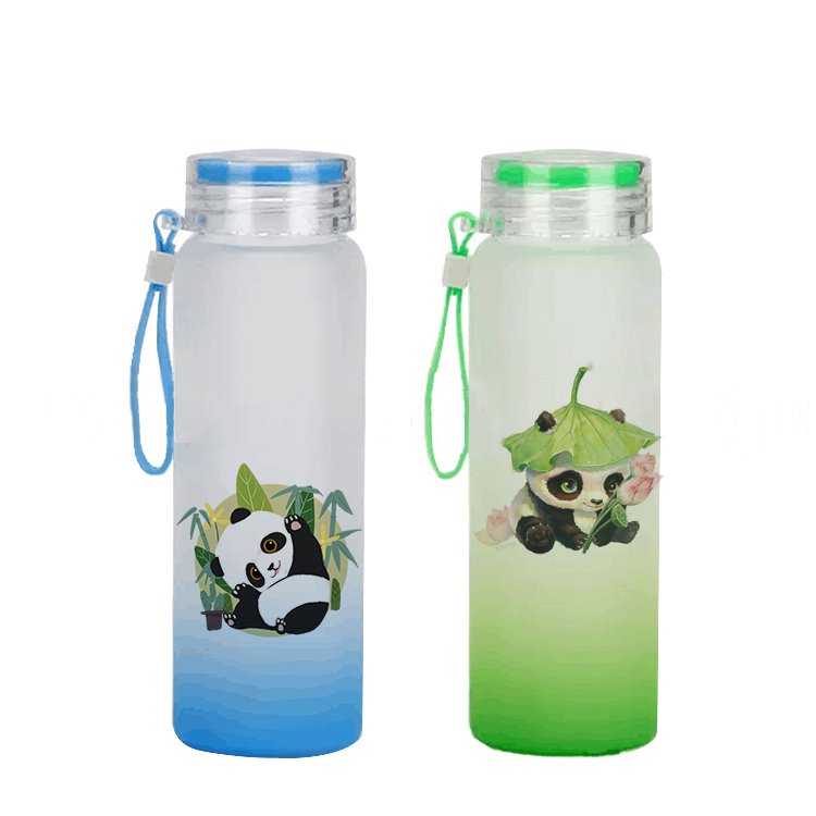 US Warehouse Diy 17oz 500ml Ombre Sublimation Blank Gradient Glass Water Bottle for Heat Press Printing Gradient Color