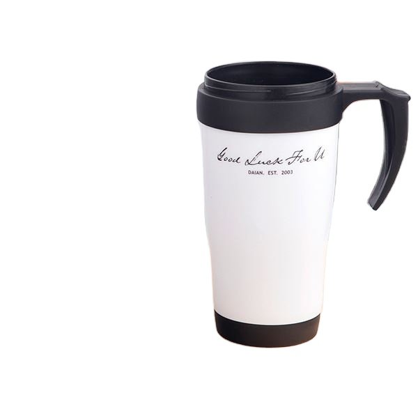 14oz double wall PP plastic office mug silk printing with handle