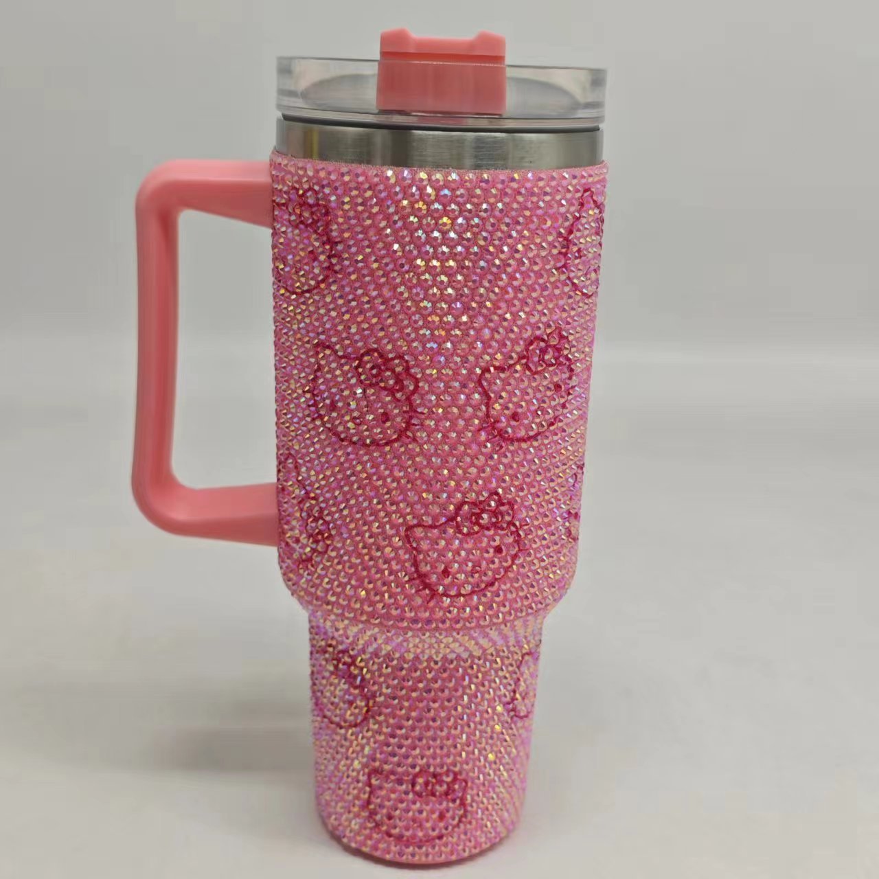 Customized cartoon Kitty handmade Bling Rhinestone 40oz Tumbler Travel Car Cup mugs Double layered Insulated Water Bottle