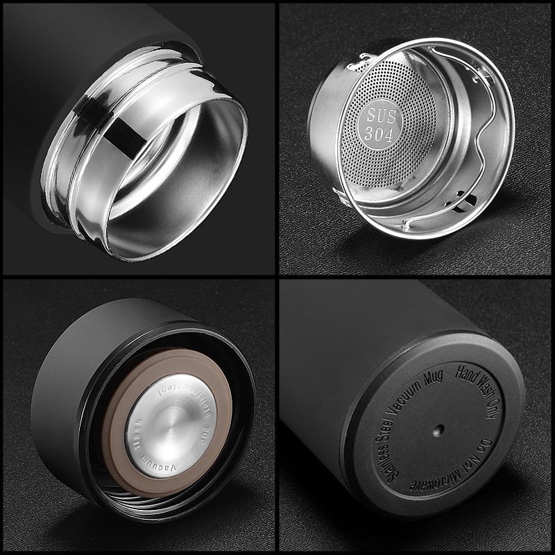 Stainless Steel Insulated Vacuum Flask Smart Water Drinking Bottle with Digital Led Temperature Display Lid Thermos