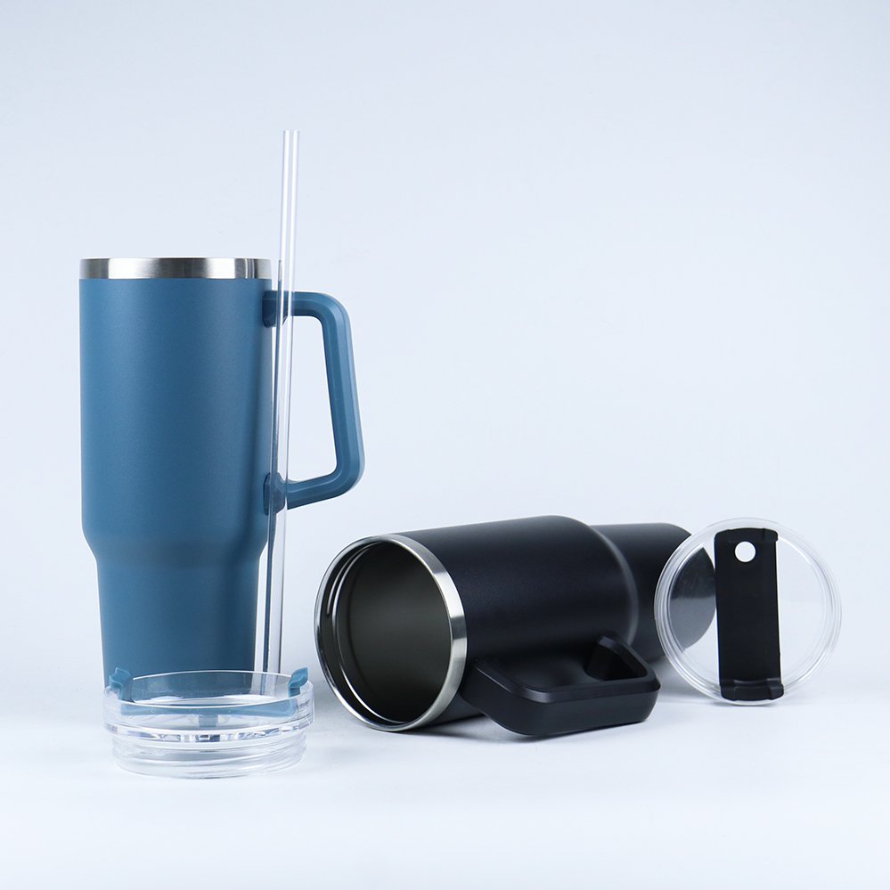 Custom Tumbler 40 oz Stainless Steel Vacuum Insulated Metal Travel Mug Thermos Coffee Cup 40oz Tumbler With Handle And Logo