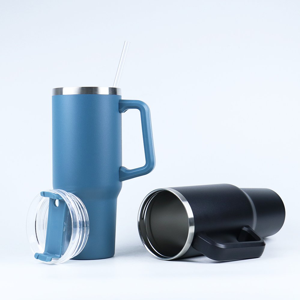 Custom Tumbler 40 oz Stainless Steel Vacuum Insulated Metal Travel Mug Thermos Coffee Cup 40oz Tumbler With Handle And Logo