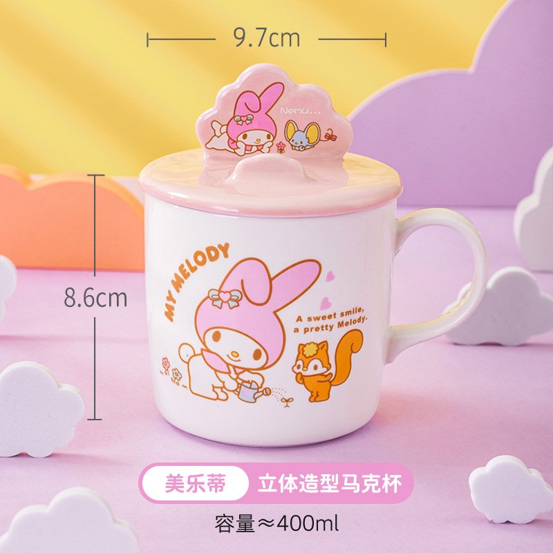 XUX Cute Creative Mug Kuromi Melody Drinking Cup Girl Heart Phone Holder Cup Friend Gift Wholesale