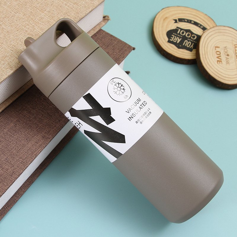 Outdoor sports custom 550ml double wall thermal vacuum flasks powder coated stainless steel insulated water bottle with straw