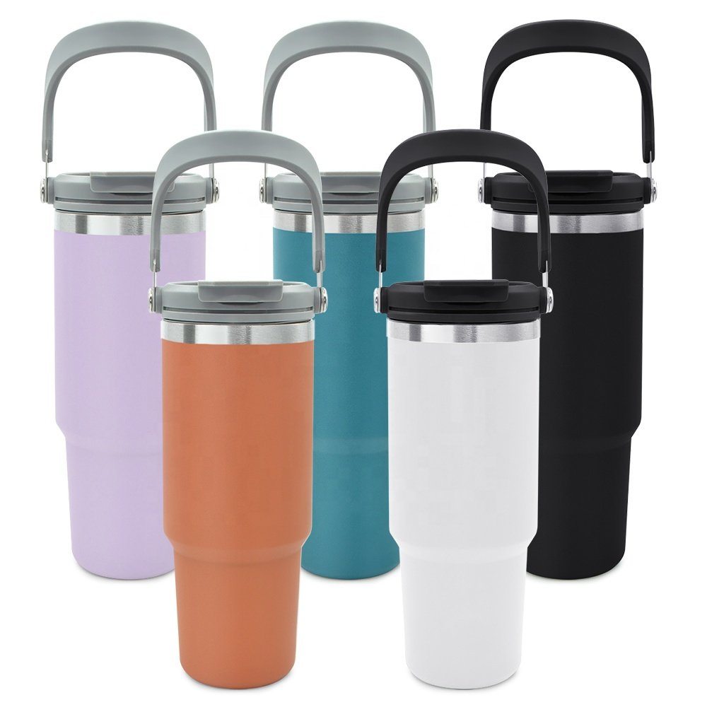 Custom 30oz Flip Straw Sublimation Stainless Steel Vacuum Insulated Tumbler 40oz Outdoor Mugs