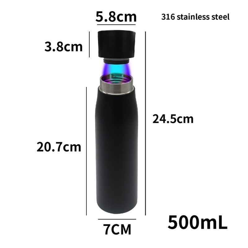 2024 Hot-Selling 400ml 500ml 750ml Smart UV Light Self Cleaning Water Bottle with Reminder Top Seller in Shopify Amazon
