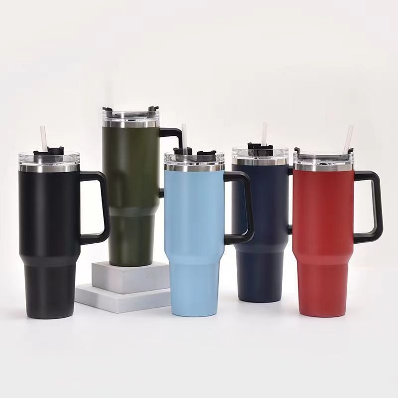 40 oz Water Bottle with Handle Insulated Tumbler With Lids Straw Stainless Steel Coffee Tumbler Car Mugs
