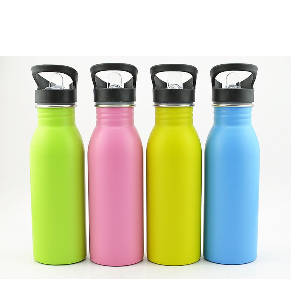 Cute cartoon single wall stainless steel water bottles sport bottle for kids with carabiner