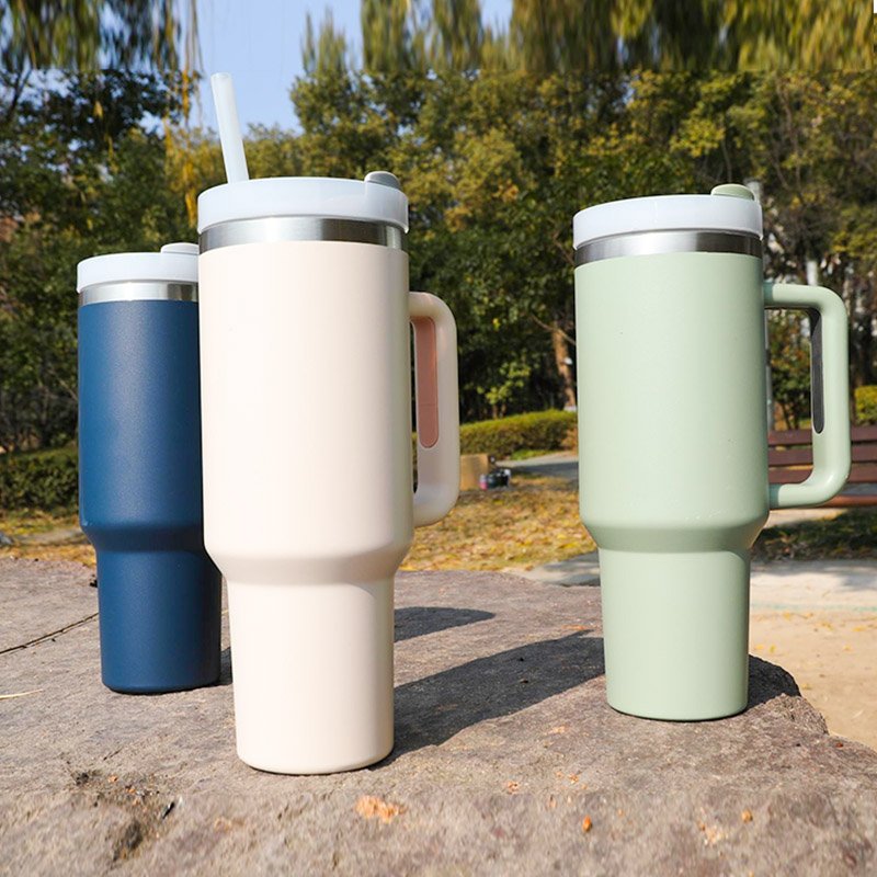 40oz Stainless Steel Insulated Outdoor Tumbler Handle Lids Straw Vacuum Flasks Thermoses