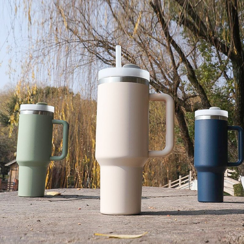 40oz Stainless Steel Insulated Outdoor Tumbler Handle Lids Straw Vacuum Flasks Thermoses