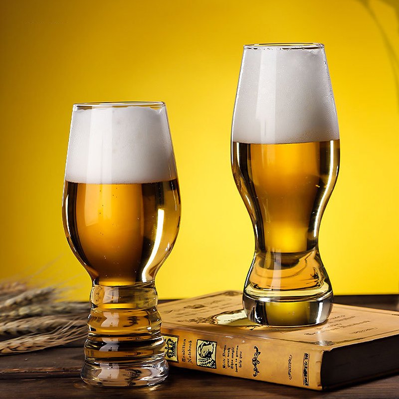 Wholesale Cheap various all size Custom Logo handleless Transparent clear beer glass mug Bar Glassware Drinking Cup Beer Glass