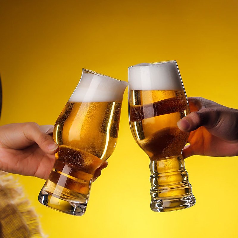 Wholesale Cheap various all size Custom Logo handleless Transparent clear beer glass mug Bar Glassware Drinking Cup Beer Glass
