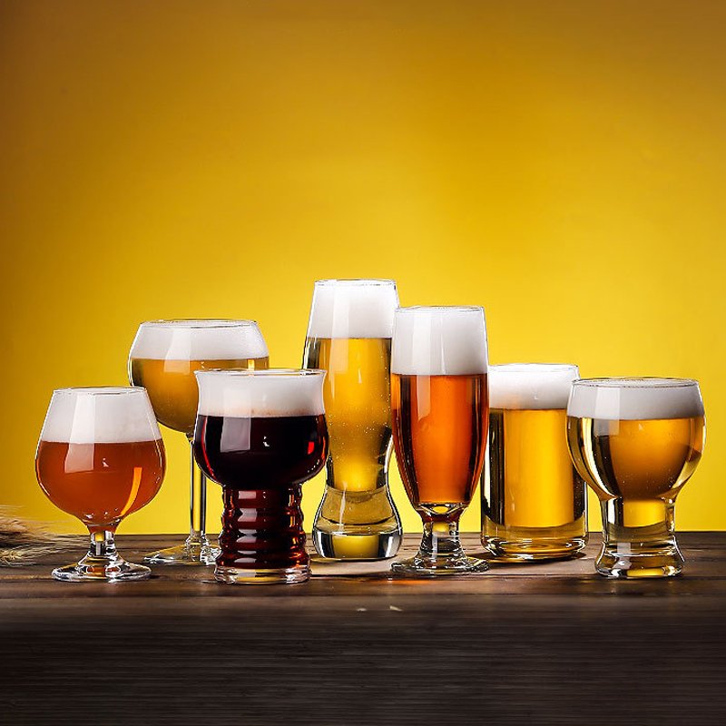 Wholesale Cheap various all size Custom Logo handleless Transparent clear beer glass mug Bar Glassware Drinking Cup Beer Glass