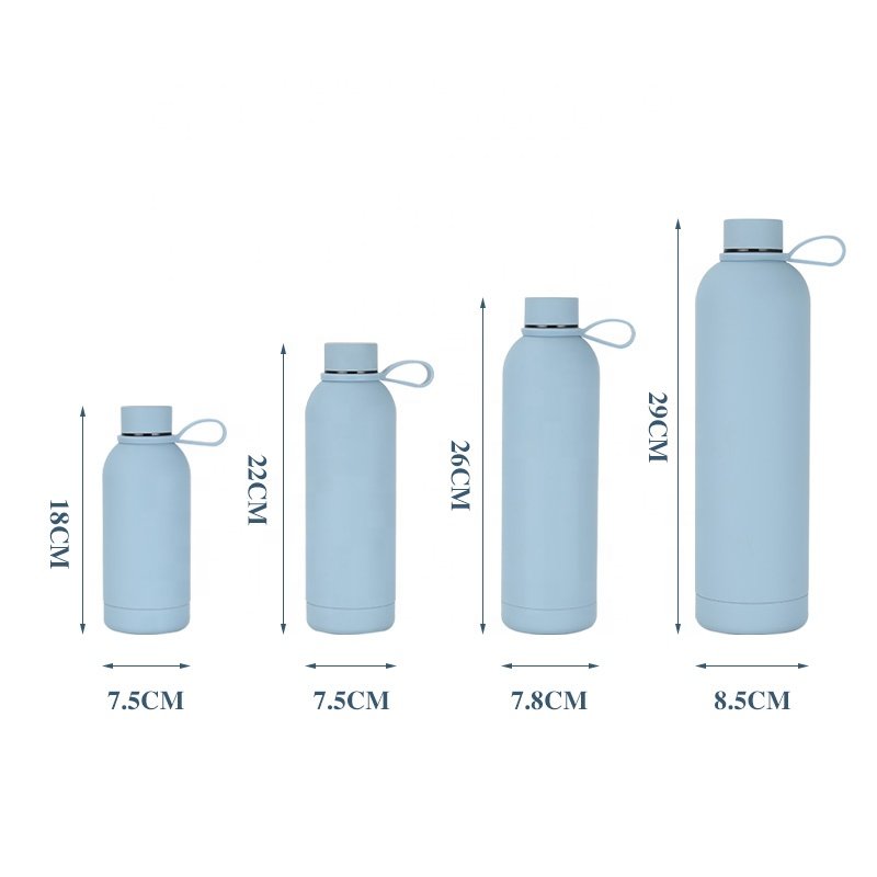 Beauchy Fitness Stainless Steel Water Bottle Small Mouth Vacuum Insulated Double Wall Rubber Painting Flask With Silicone Handle