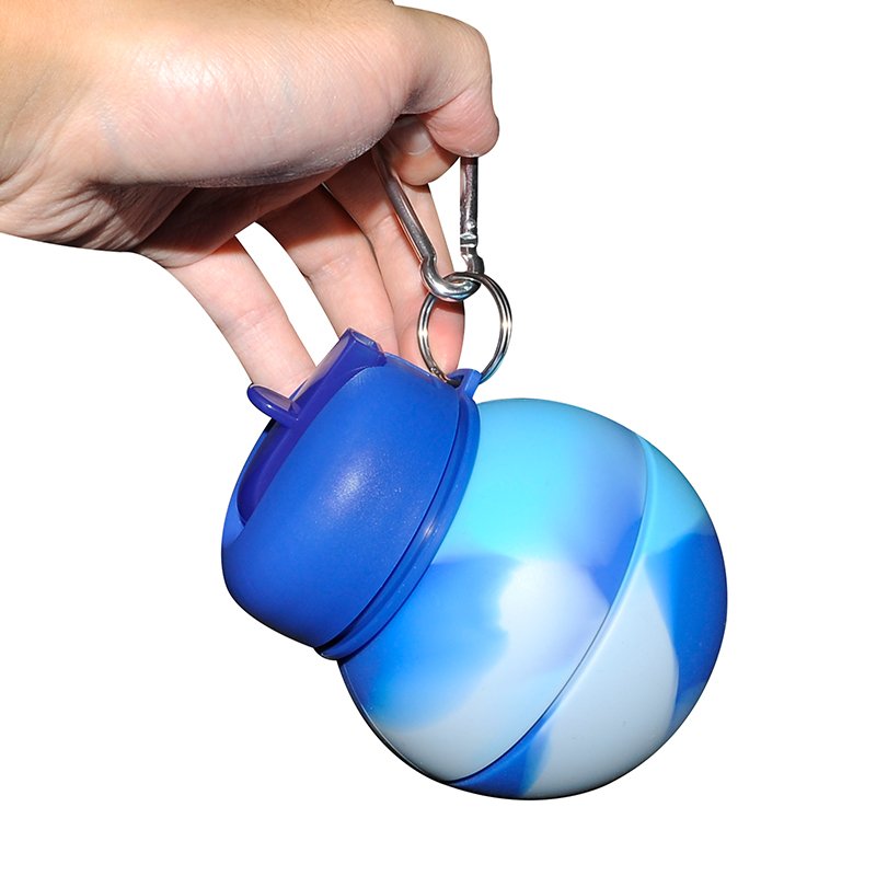Leakproof Ball Style Silicone Sports and fitness Water Bottle with Extendable Lid Collapsible