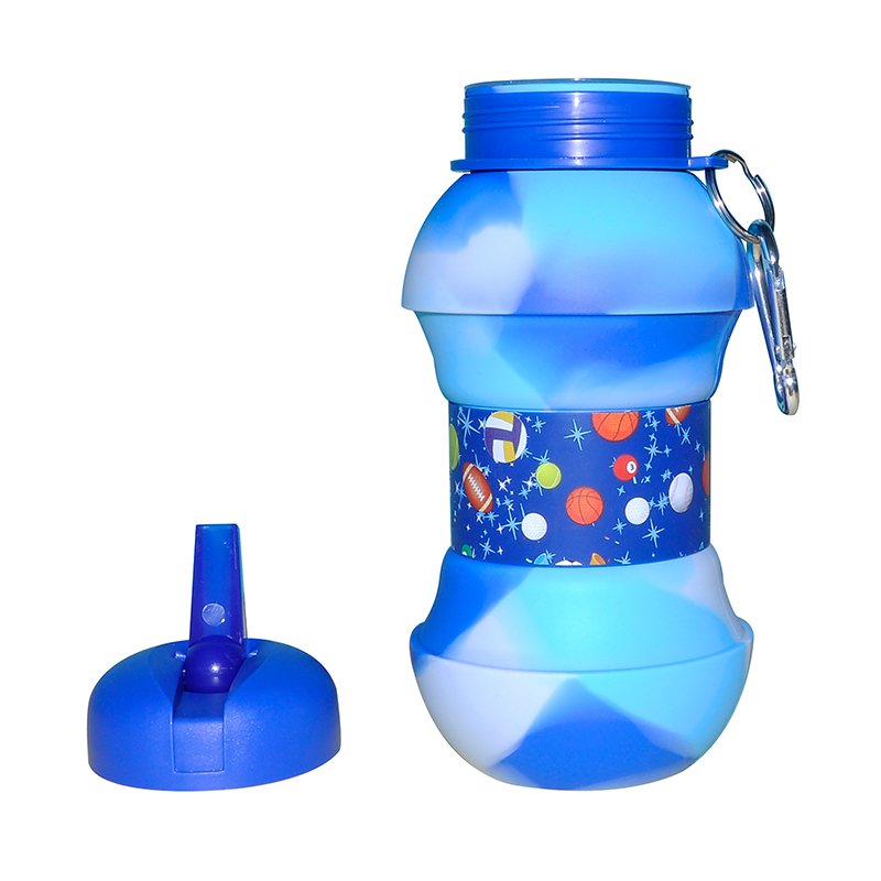 Leakproof Ball Style Silicone Sports and fitness Water Bottle with Extendable Lid Collapsible