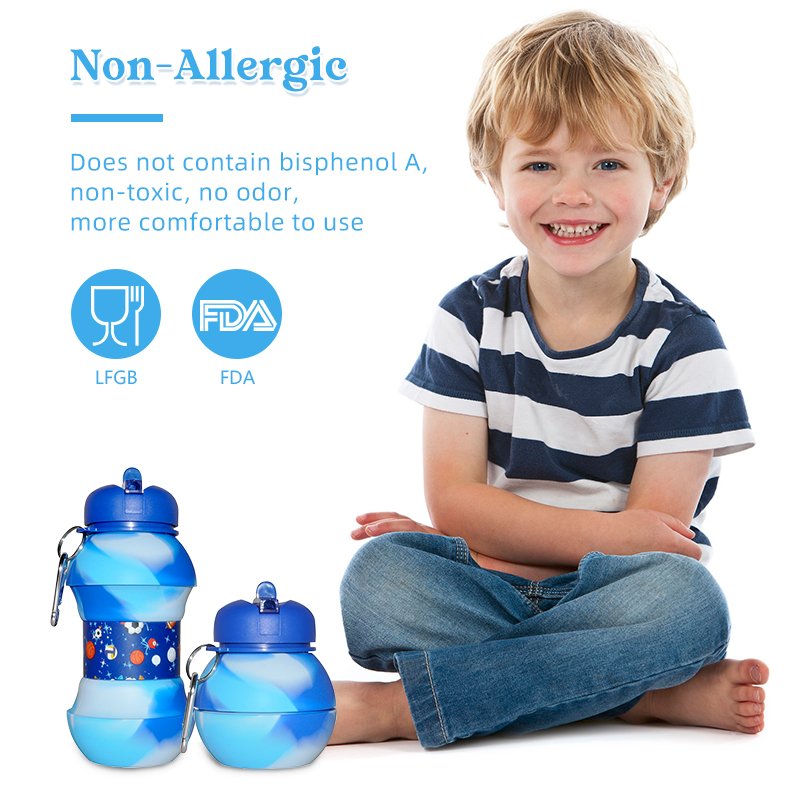 Leakproof Ball Style Silicone Sports and fitness Water Bottle with Extendable Lid Collapsible