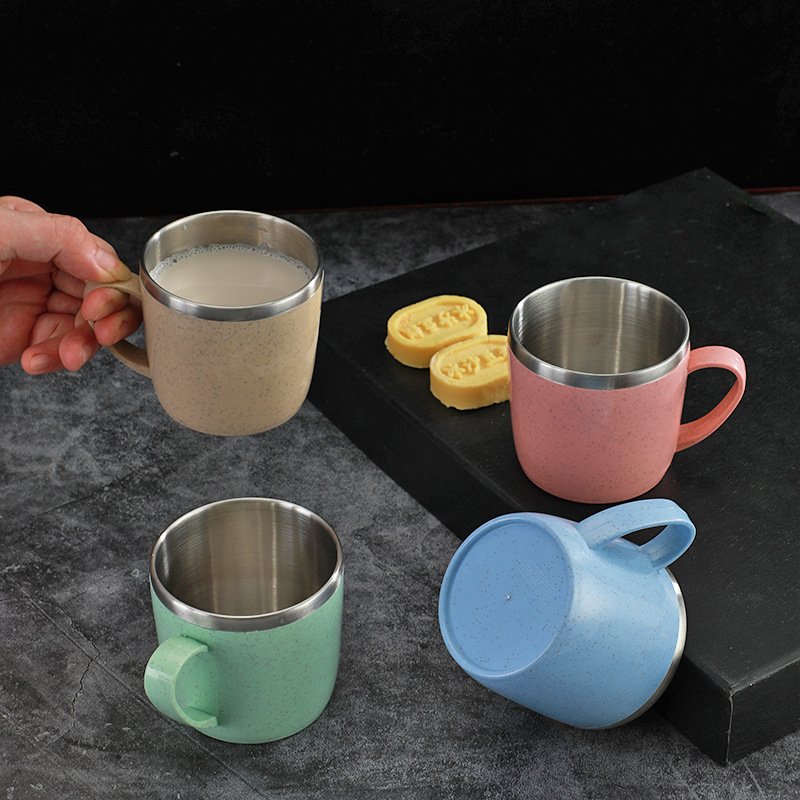 coffee mug with handle milk cup for kids stainless steel water bottle portable insulated double wall drink mug colorful tea cup
