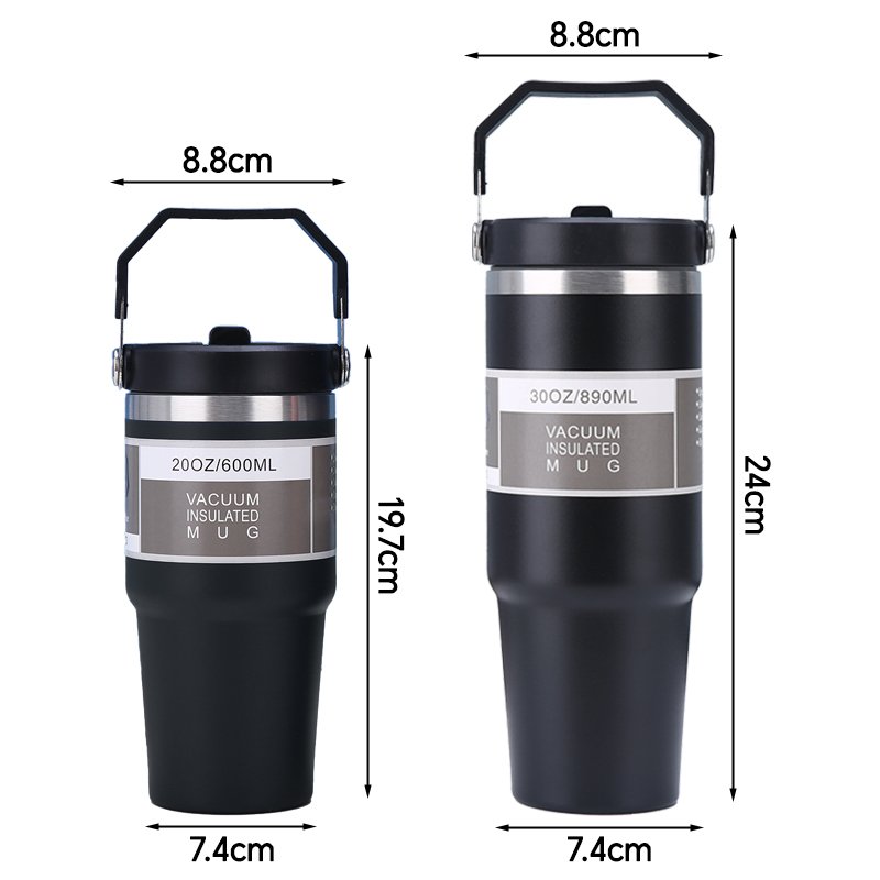 Customize 20oz 30oz regular tumbler double wall coffee cup insulated car beer travel coffee mug with handle lid