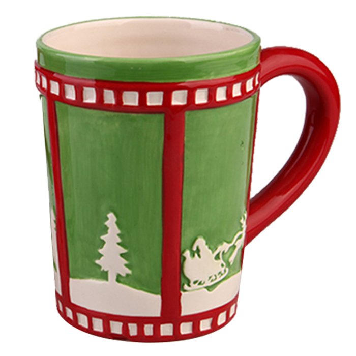 Hand painted christmas decoration ceramic coffee mug with handle