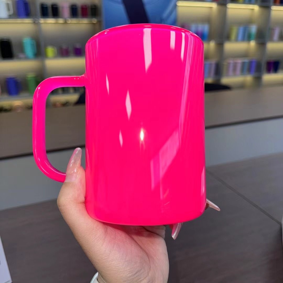 New product 17oz neon glass cups with handle blank sublimation water bottle colored mugs with plastic lids and straw