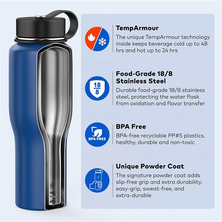 New Curved design 32oz Sport Water Bottle Stainless Steel Vacuum kettle High Quality Insulated Water Bottles with Custom Logo