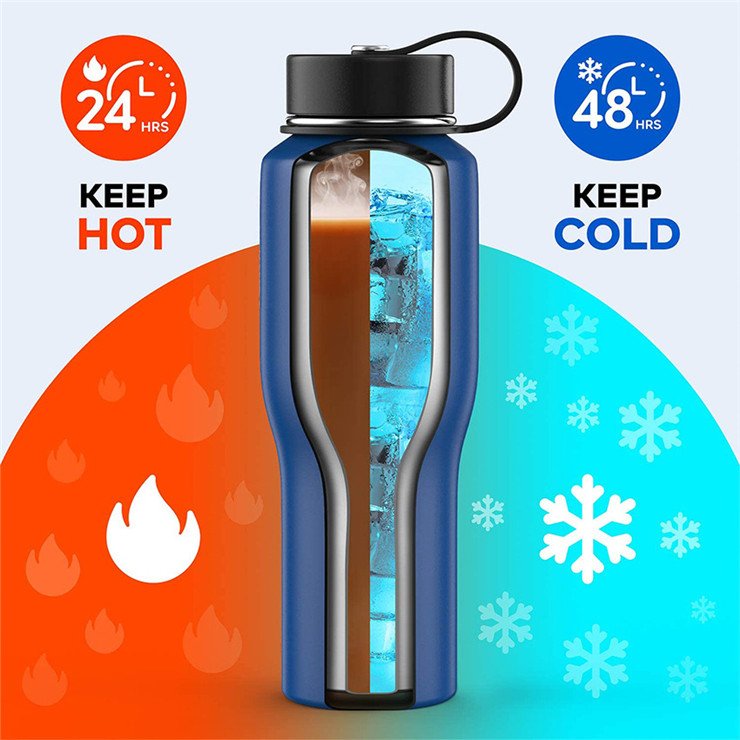 New Curved design 32oz Sport Water Bottle Stainless Steel Vacuum kettle High Quality Insulated Water Bottles with Custom Logo