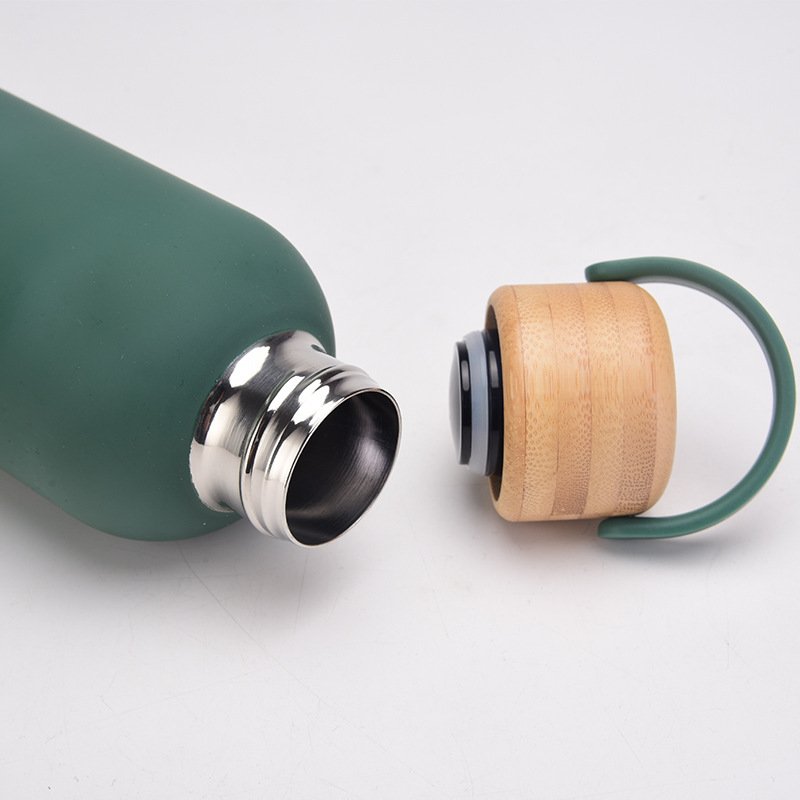 American ins small mouth bamboo lid water bottles Custom 750ml 304 stainless steel Water Bottle logo