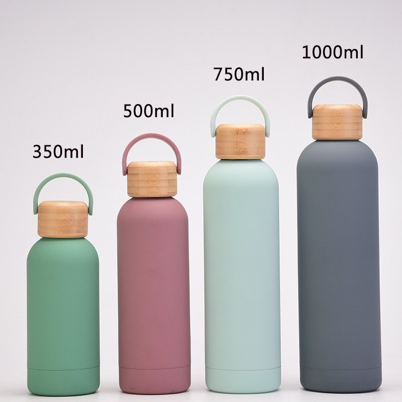 American ins small mouth bamboo lid water bottles Custom 750ml 304 stainless steel Water Bottle logo