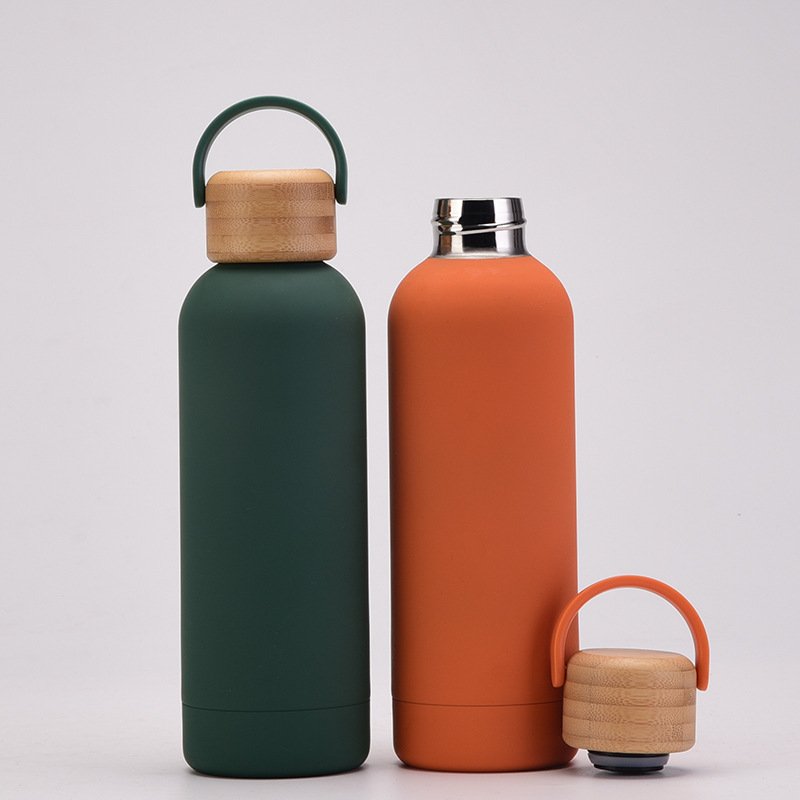 American ins small mouth bamboo lid water bottles Custom 750ml 304 stainless steel Water Bottle logo