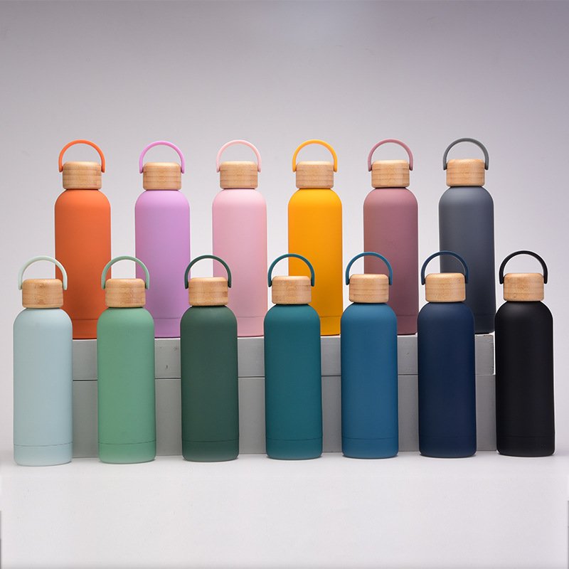 American ins small mouth bamboo lid water bottles Custom 750ml 304 stainless steel Water Bottle logo