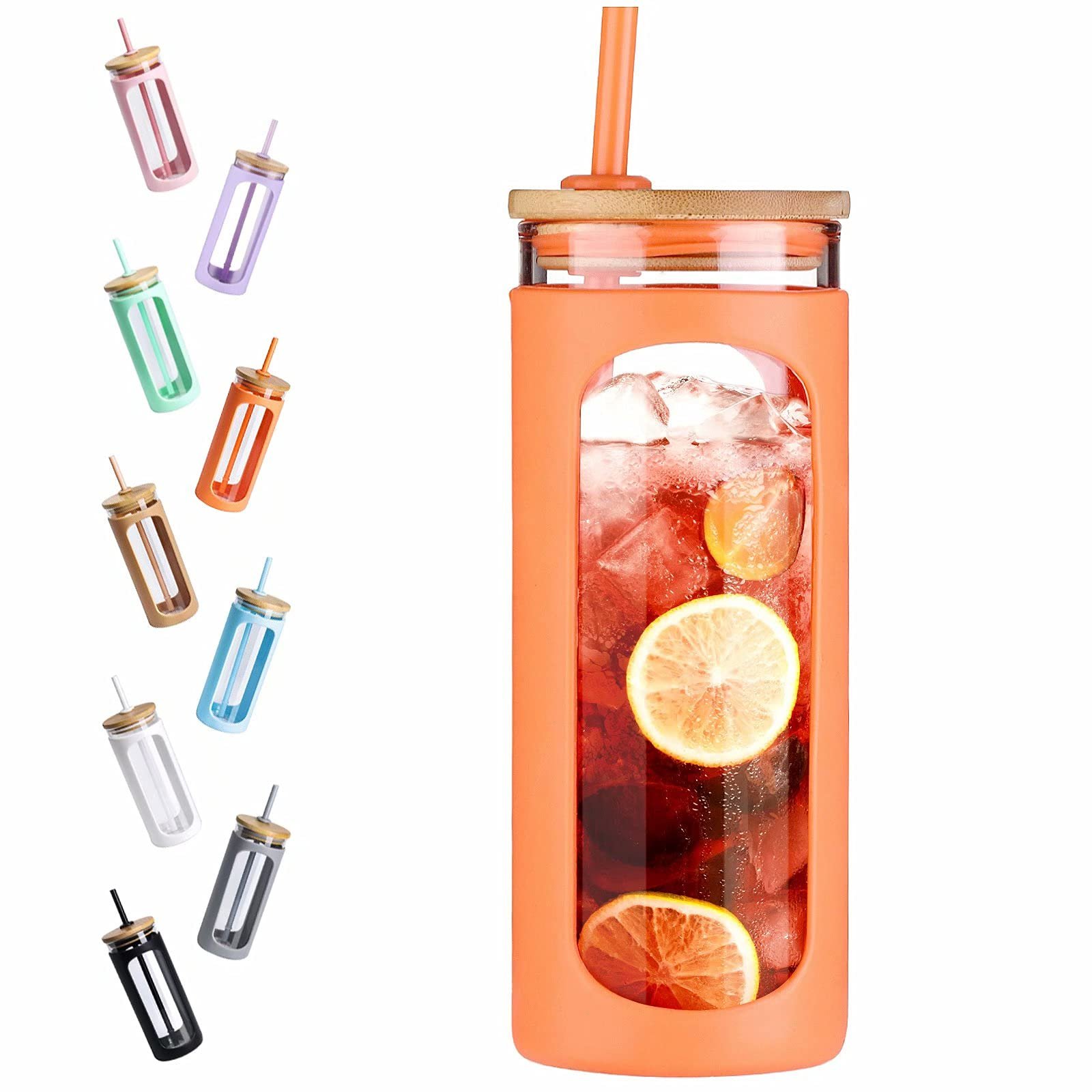 20oz Reusable Boba Cup Bubble Tea Cup Wide Mouth Smoothie Cup With Lid Leak Proof Glass Mason Jars Drinking Water Bottle Tumbler