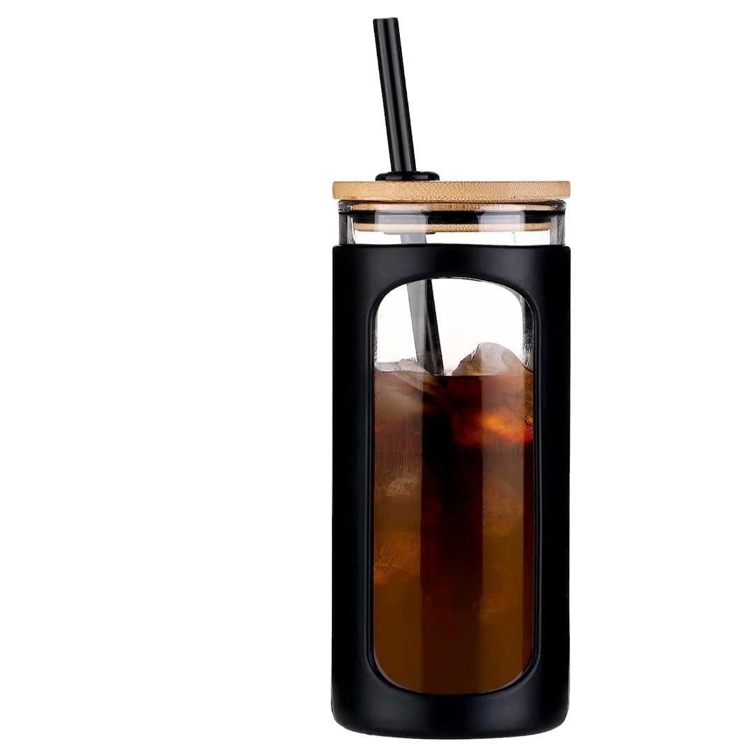20oz Reusable Boba Cup Bubble Tea Cup Wide Mouth Smoothie Cup With Lid Leak Proof Glass Mason Jars Drinking Water Bottle Tumbler