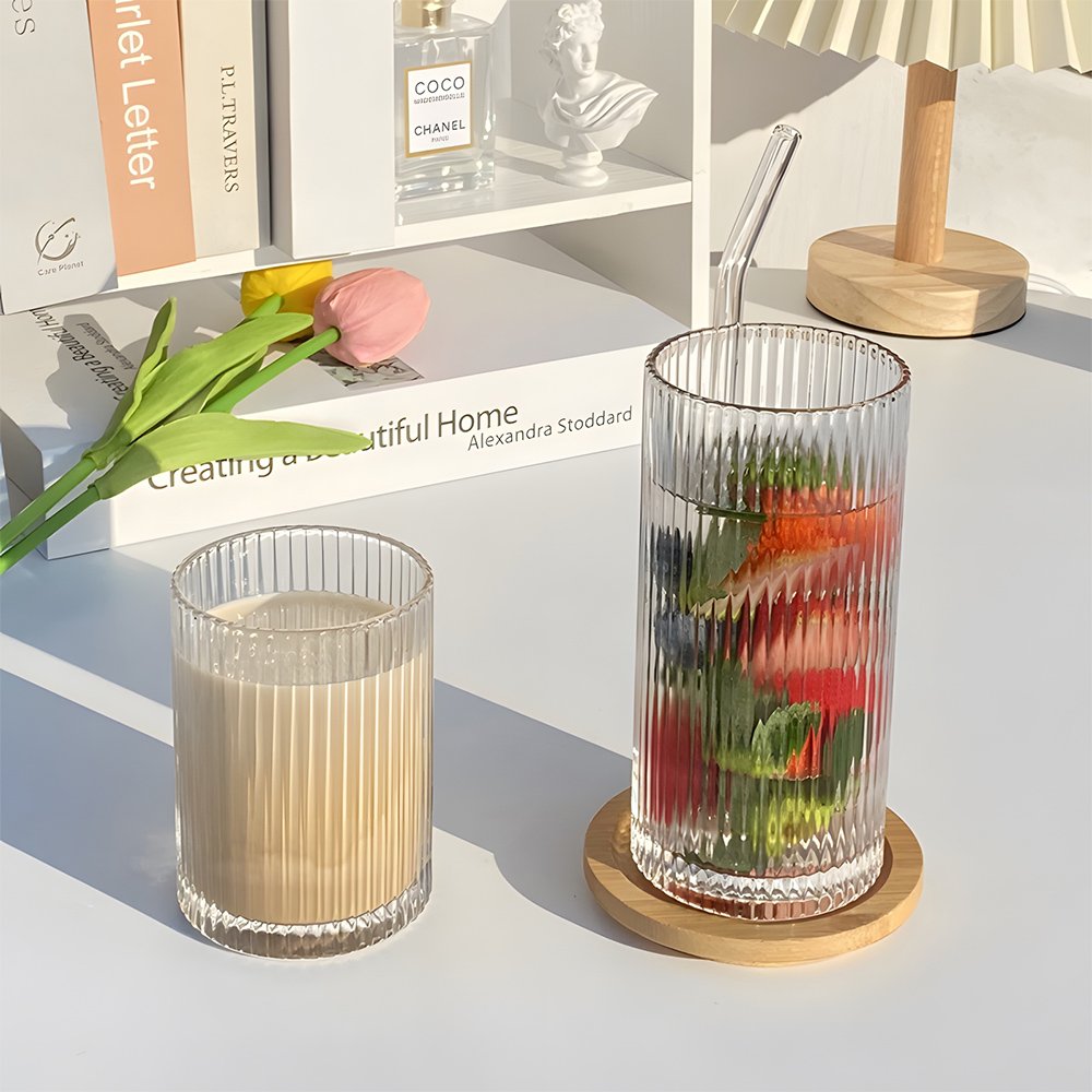 Personality creative beverage glass cup Crystal vintage wine handmade striped whisky glasses juice colin drinking mug for coffee