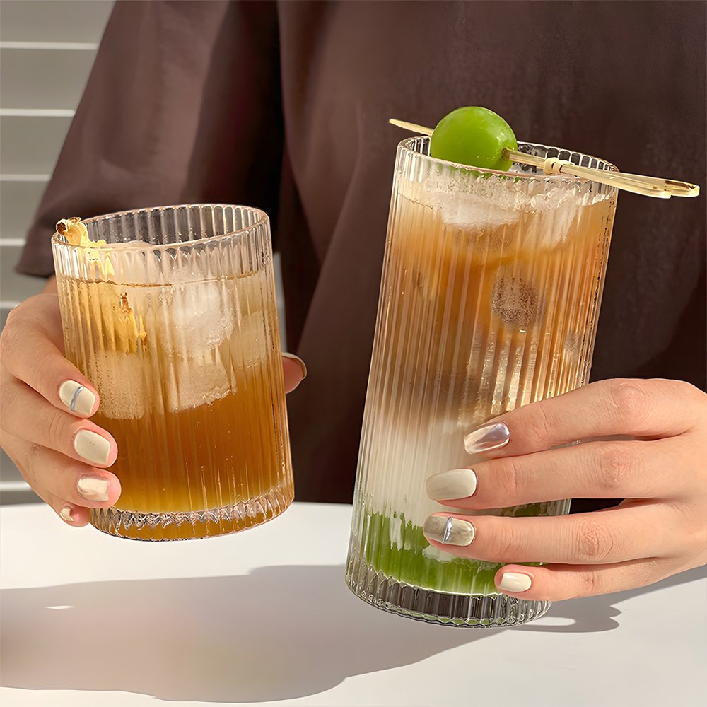 Personality creative beverage glass cup Crystal vintage wine handmade striped whisky glasses juice colin drinking mug for coffee