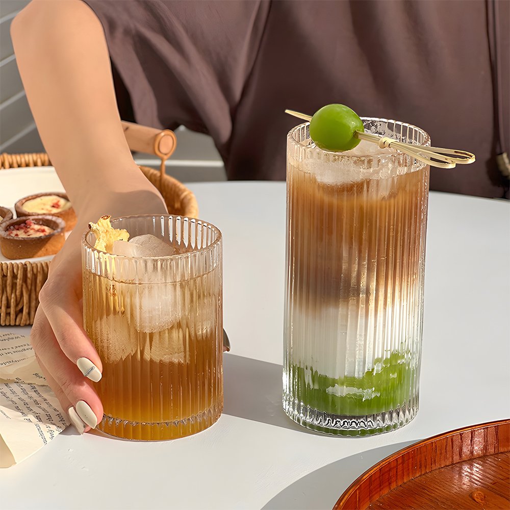 Personality creative beverage glass cup Crystal vintage wine handmade striped whisky glasses juice colin drinking mug for coffee