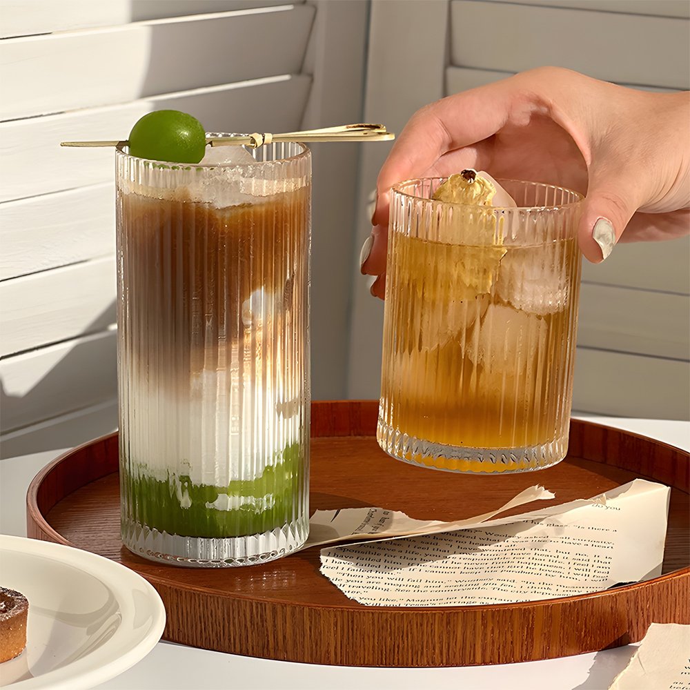 Personality creative beverage glass cup Crystal vintage wine handmade striped whisky glasses juice colin drinking mug for coffee