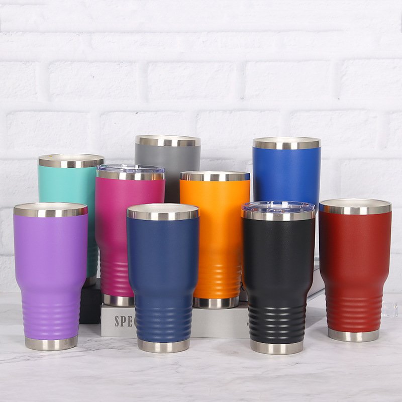 New 30oz stainless steel 304 vacuum insulation keep ice outdoor car water thread shaped ice bar cups